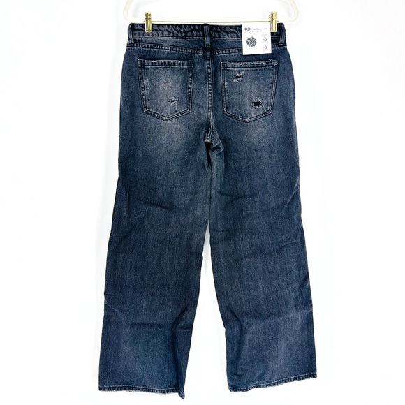 NEW BP Black Destroyed Wide Leg Low Rise Denim Jean 100% Cotton Size 29, Size 30 - Picture 6 of 14